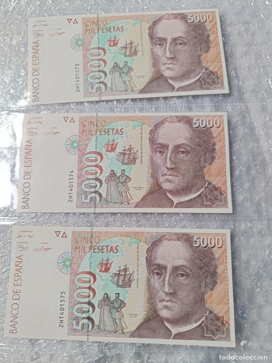 Billets espagnols: Trio de billetes correlativos 5000 pesetas 1992