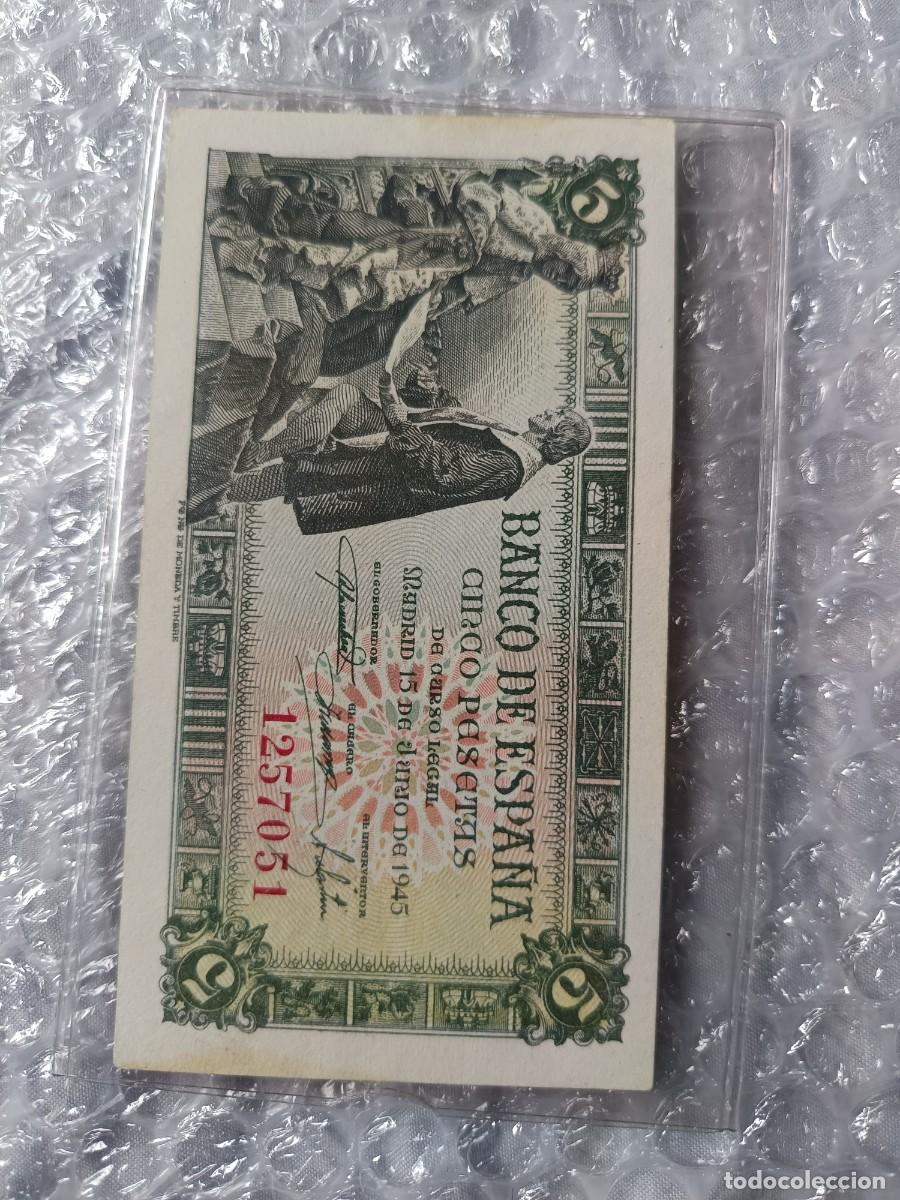 Notas espanholas: Billete 5 pesetas 1945 sin serie