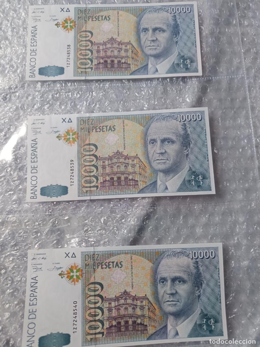Billets espagnols: Trio de billetes correlativos 10.000 pesetas 1992 sc