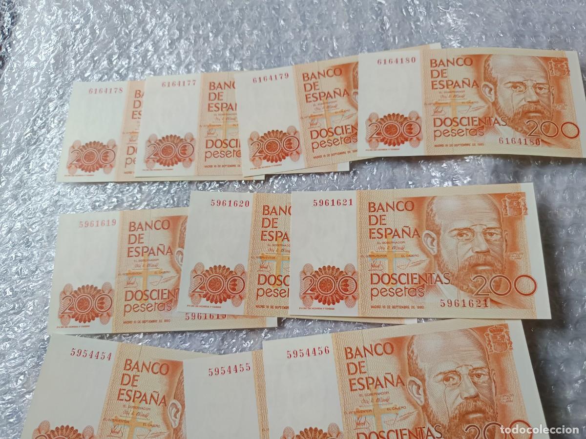 Billets espagnols: 10 billetes correlativos de 200 pesetas 1980 sin serie sin circular