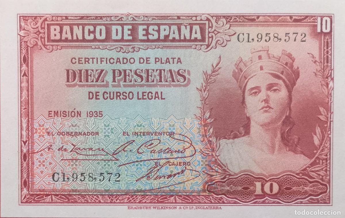 Billetes espa&ntilde;oles: BILLETE DE 10 PESETAS 1935 REPUBLICA S/C CASI IMPOSIBLE EN ESTA CALIDAD
