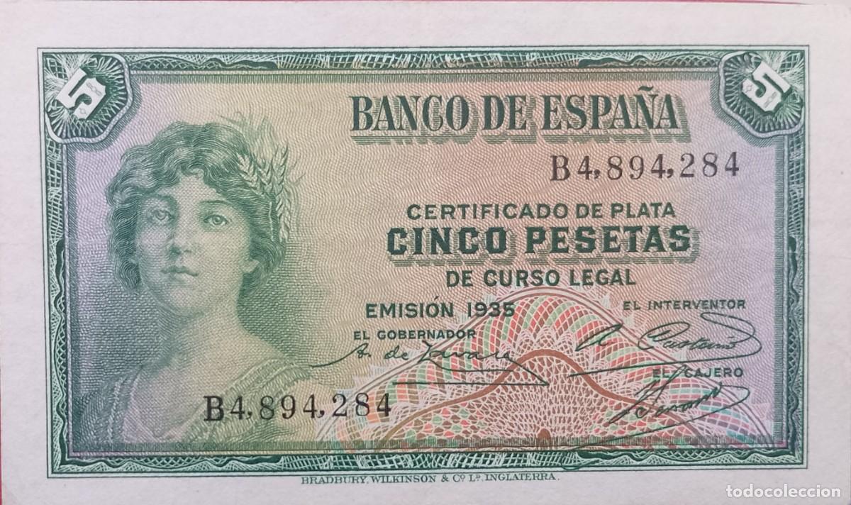 Billetes espa&ntilde;oles: BILLETE DE 5 PESETAS 1935 REPUBLICA MBC