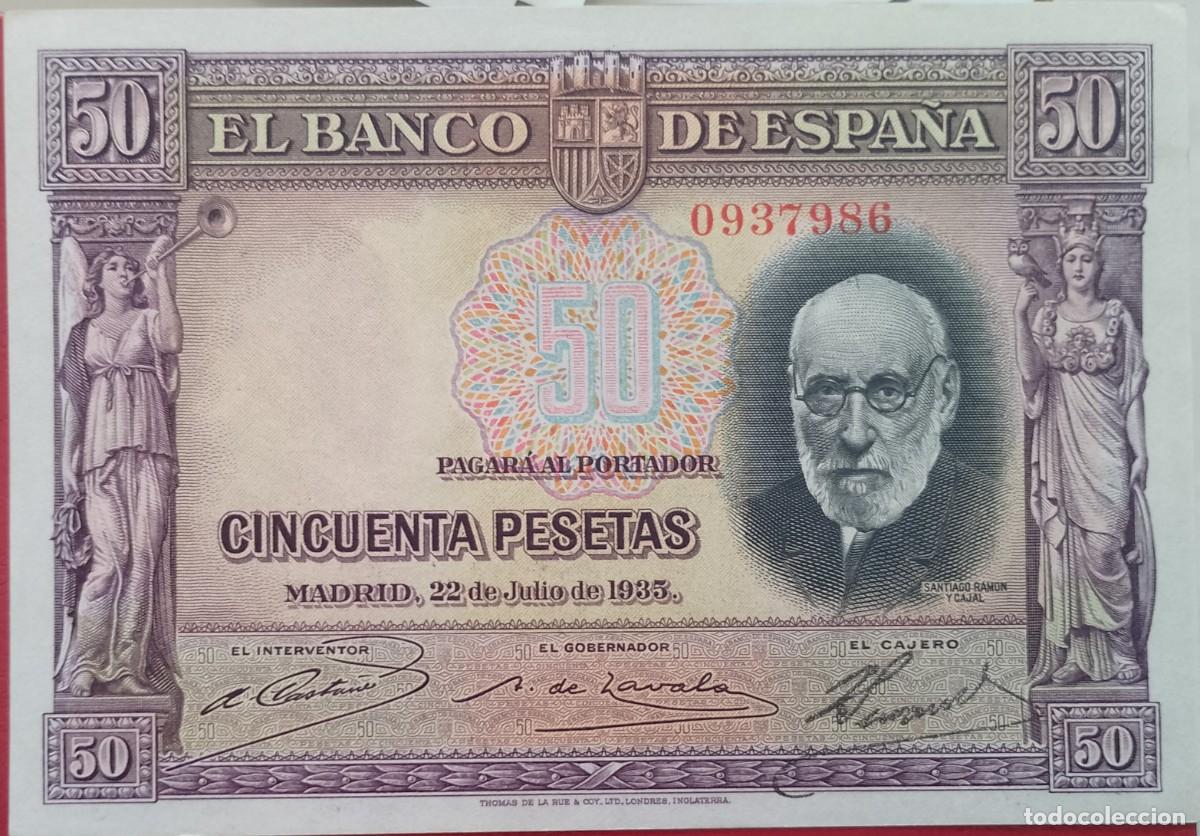 Billetes espa&ntilde;oles: BILLETE DE 50 PESETAS 1935 RAMON Y CAJAL EBC+