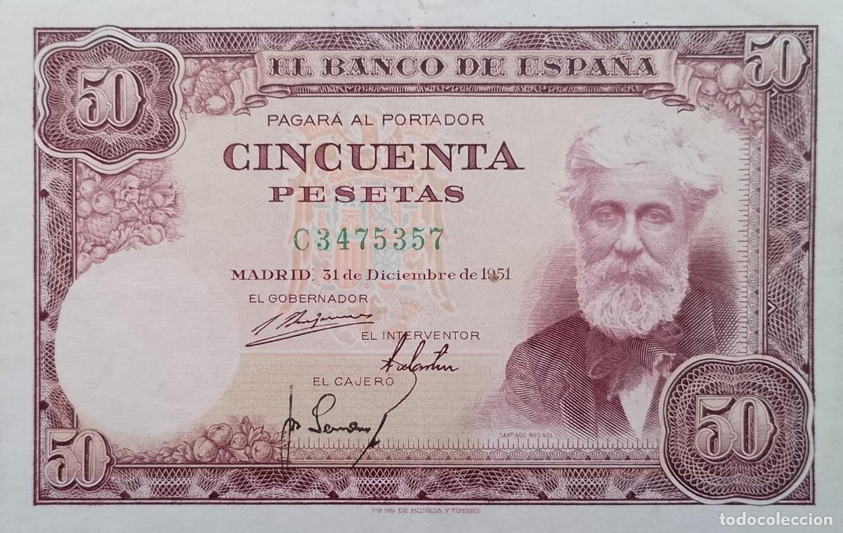 Billetes espa&ntilde;oles: BILLETE DE 50 PESETAS RUSI&Ntilde;OL 1951 MBC