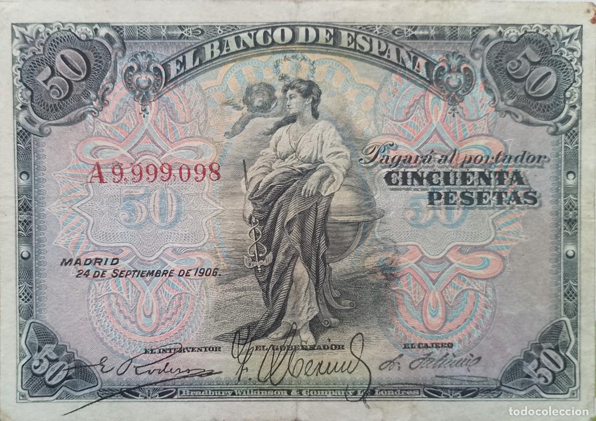Billetes espa&ntilde;oles: BILLETE DE 50 PESETAS 1906 ALEGORIAS BC