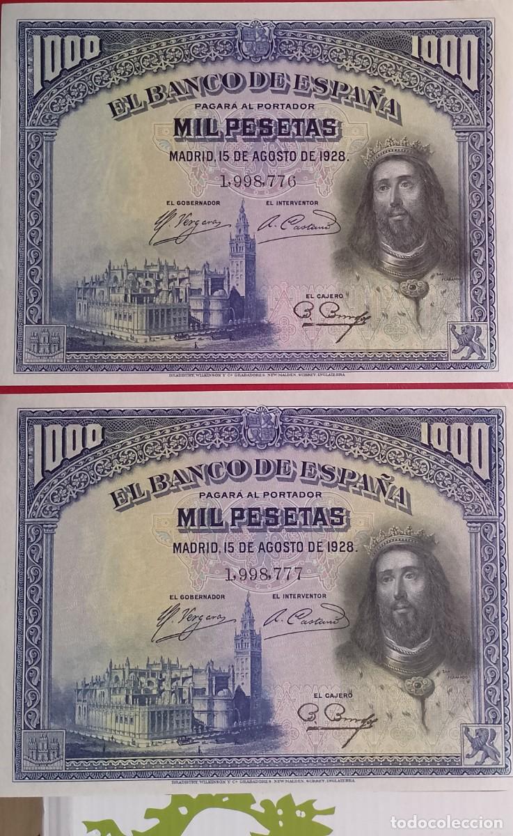 Billetes espa&ntilde;oles: PAREJA DE BILLETES DE 1000 PESETAS 1928 SAN FERNANDO S/C