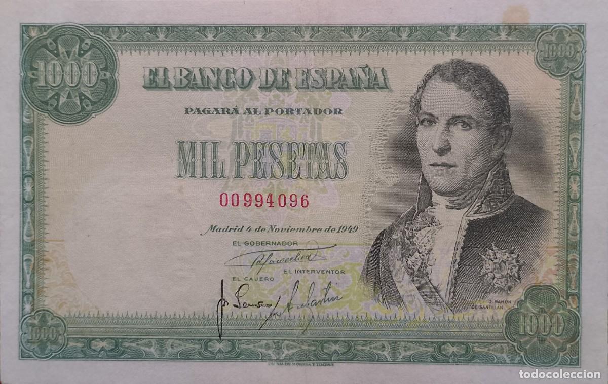 Billetes espa&ntilde;oles: BILLETE DE 1000 PESETAS 1949 SANTILLAN LIGERA RESTAURACI&Oacute;N