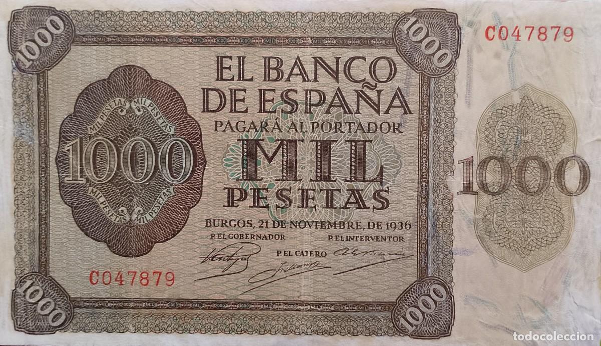 Billetes espa&ntilde;oles: BILLETE DE 1000 PESETAS BURGOS 1936 MBC