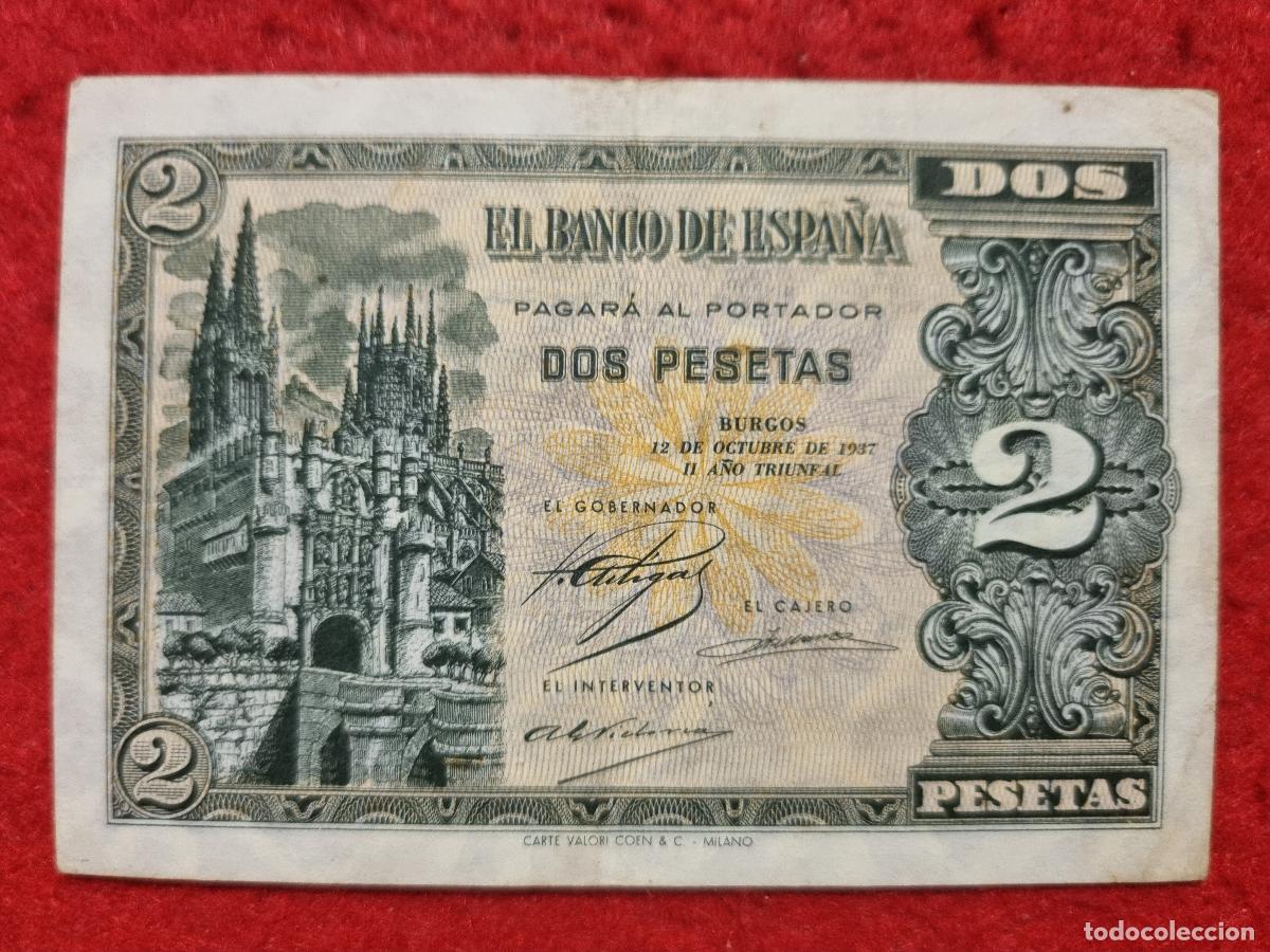 Banconote spagnole: BILLETE 2 PESETAS OCTUBRE 1937 MBC SERIE A ESCASO ORIGINAL T666