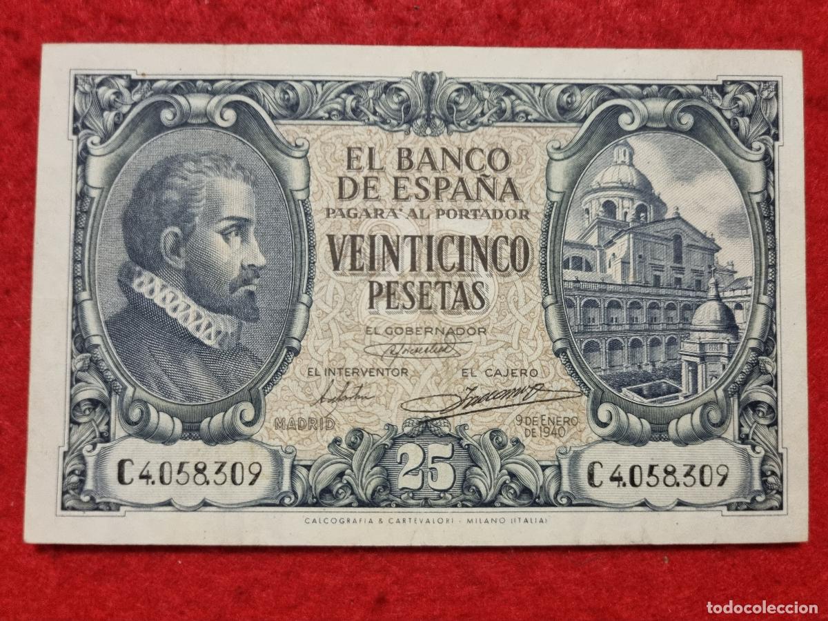 Banconote spagnole: BILLETE 25 PESETAS 1940 MBC++ SERIE C ORIGINAL T309