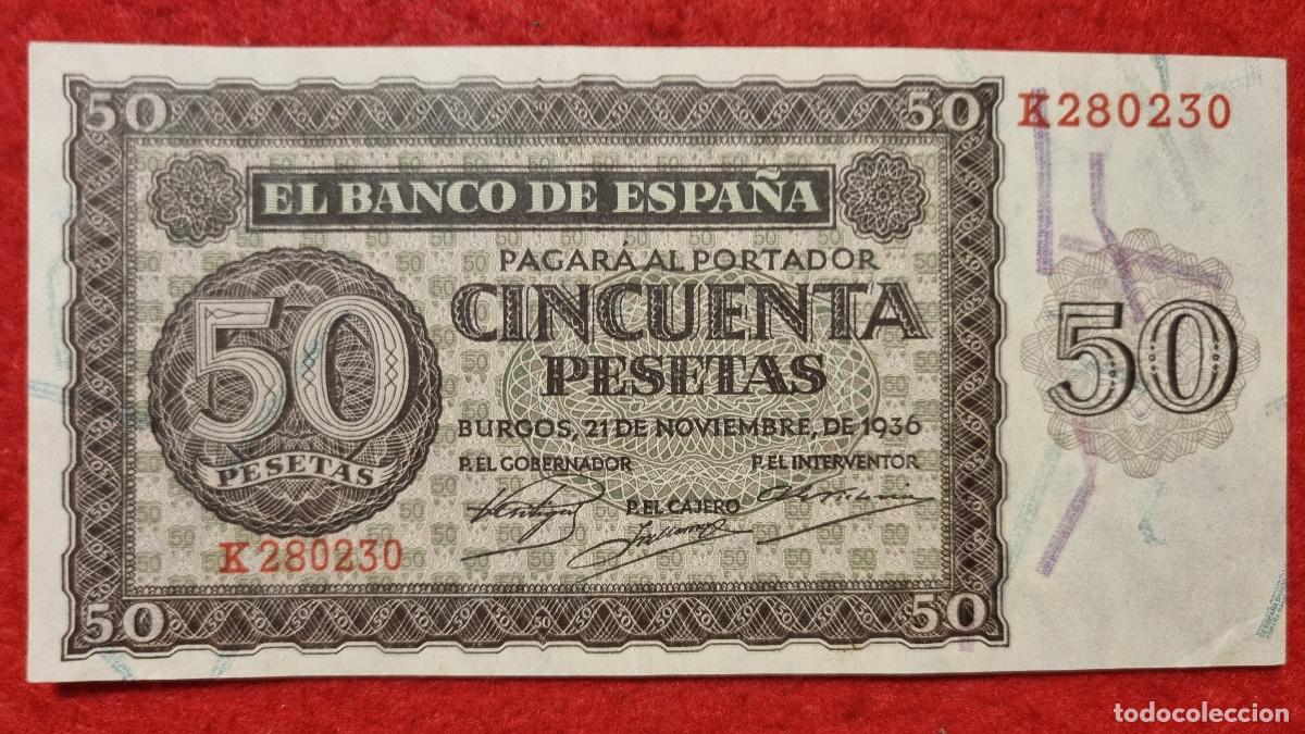 Billetes espa&ntilde;oles: BILLETE 50 PESETAS BURGOS 1936 MBC++ SERIE K ORIGINAL T230