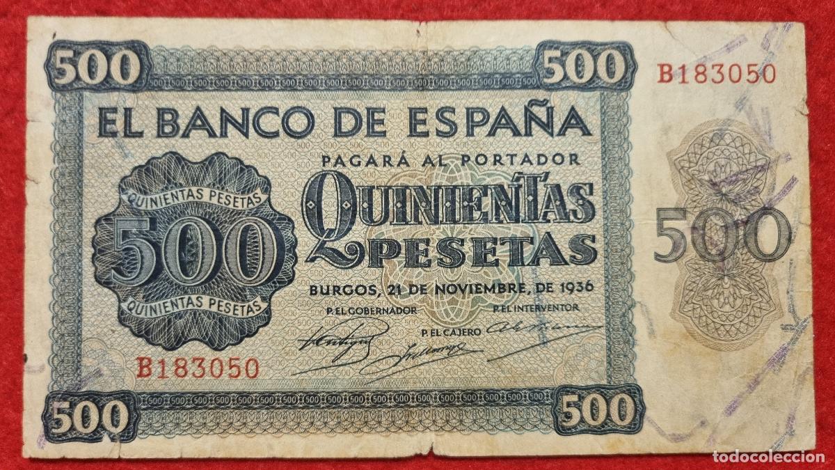 Billetes espa&ntilde;oles: BILLETE 500 PESETAS BURGOS 1936 MBC SERIE B ORIGINAL T050