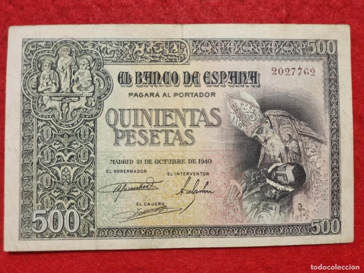 Billetes espa&ntilde;oles: BILLETE 500 PESETAS OCTUBRE 1940 MBC SIN SERIE ORIGINAL T762