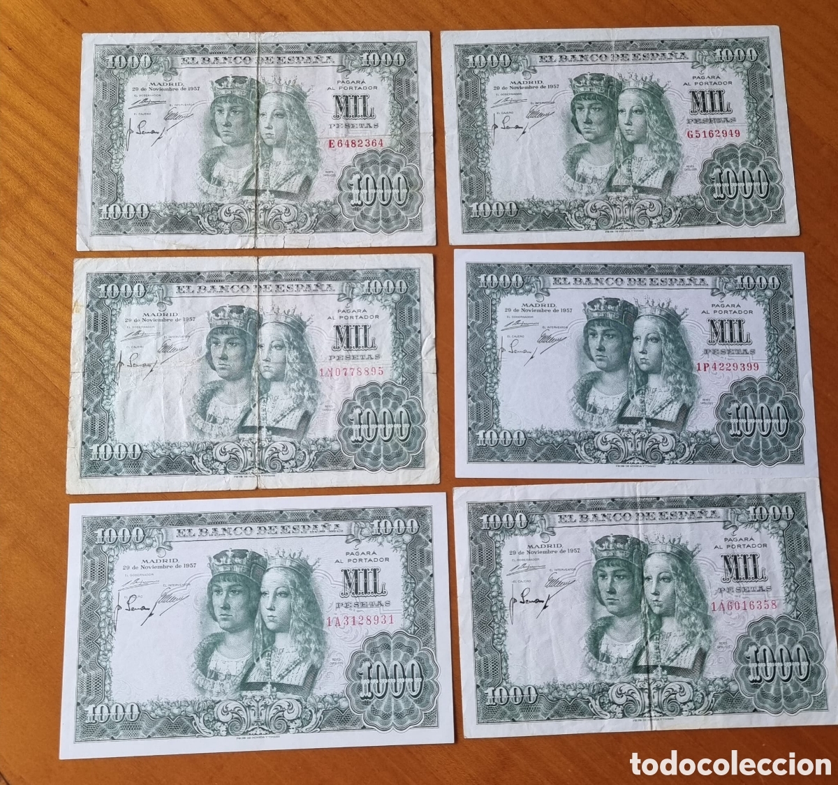 Billetes espa&ntilde;oles: Lote seis billetes Reyes Cat&oacute;licos ved fotos originales