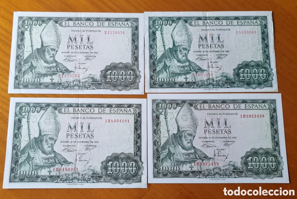 Billetes espa&ntilde;oles: Lote cuatro billetes San Isidoro mil pesetas ved fotos
