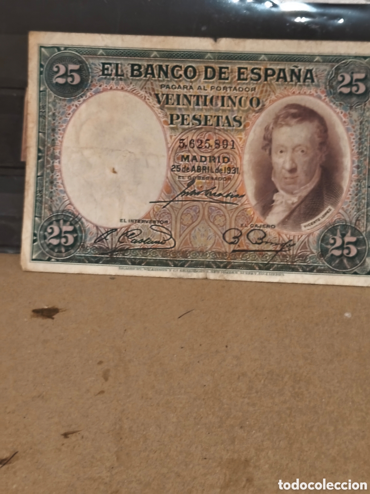 Notas espanholas: Billete circulado de la republica de Espa&ntilde;a de 25 ptas dev1931 bc ver im&aacute;genes