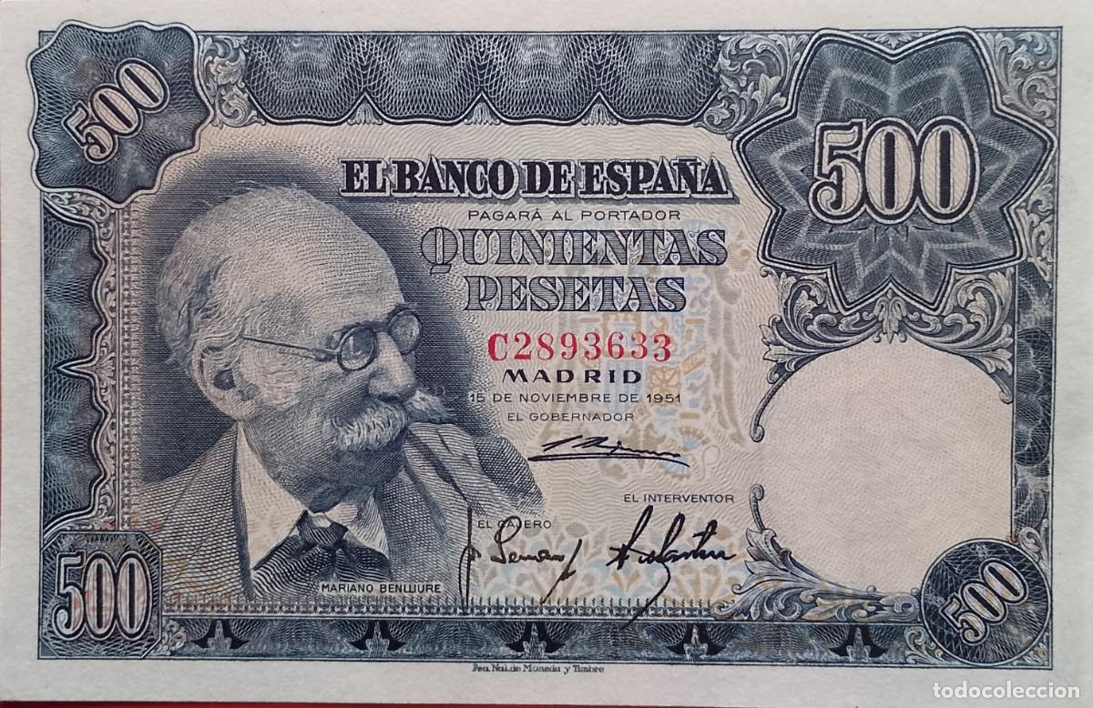 Billetes espa&ntilde;oles: BILLETE DE 500 PESETAS 1951 BENLLURE EBC+