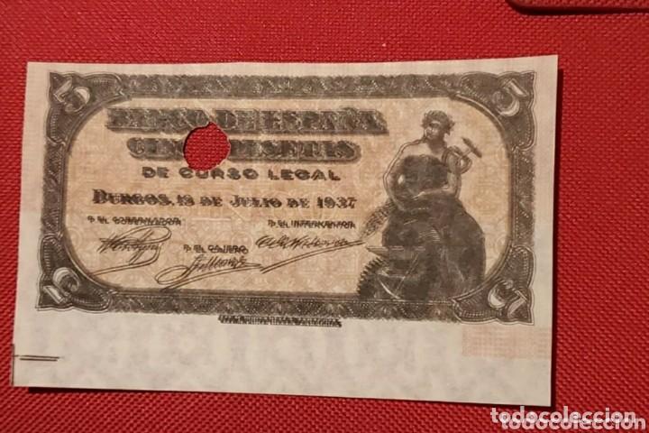 Billetes espa&ntilde;oles: RARISIMA PRUEBA DE IMPRESION 5 PESETAS DE 1937, T1