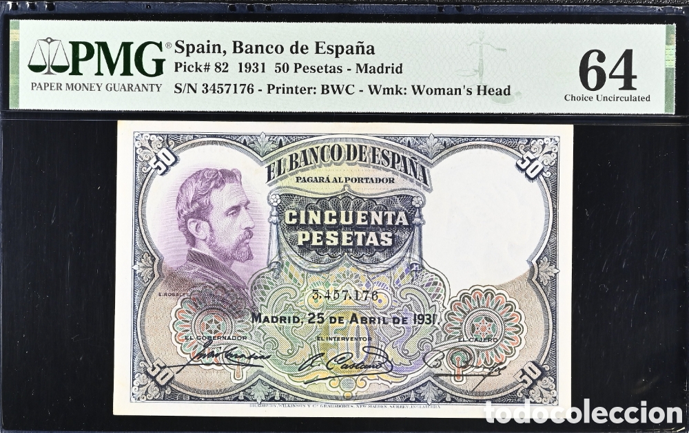 Billets espagnols: Billete 50 PESETAS 1931 -ROSALES- PMG 64, sin serie