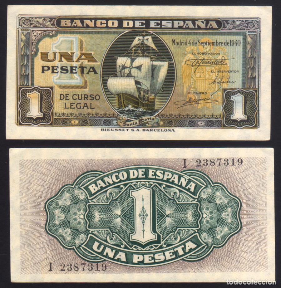 Notas espanholas: BILLETE ESPA&Ntilde;A - 1 PESETA - 1940 - NO CIRCULADO