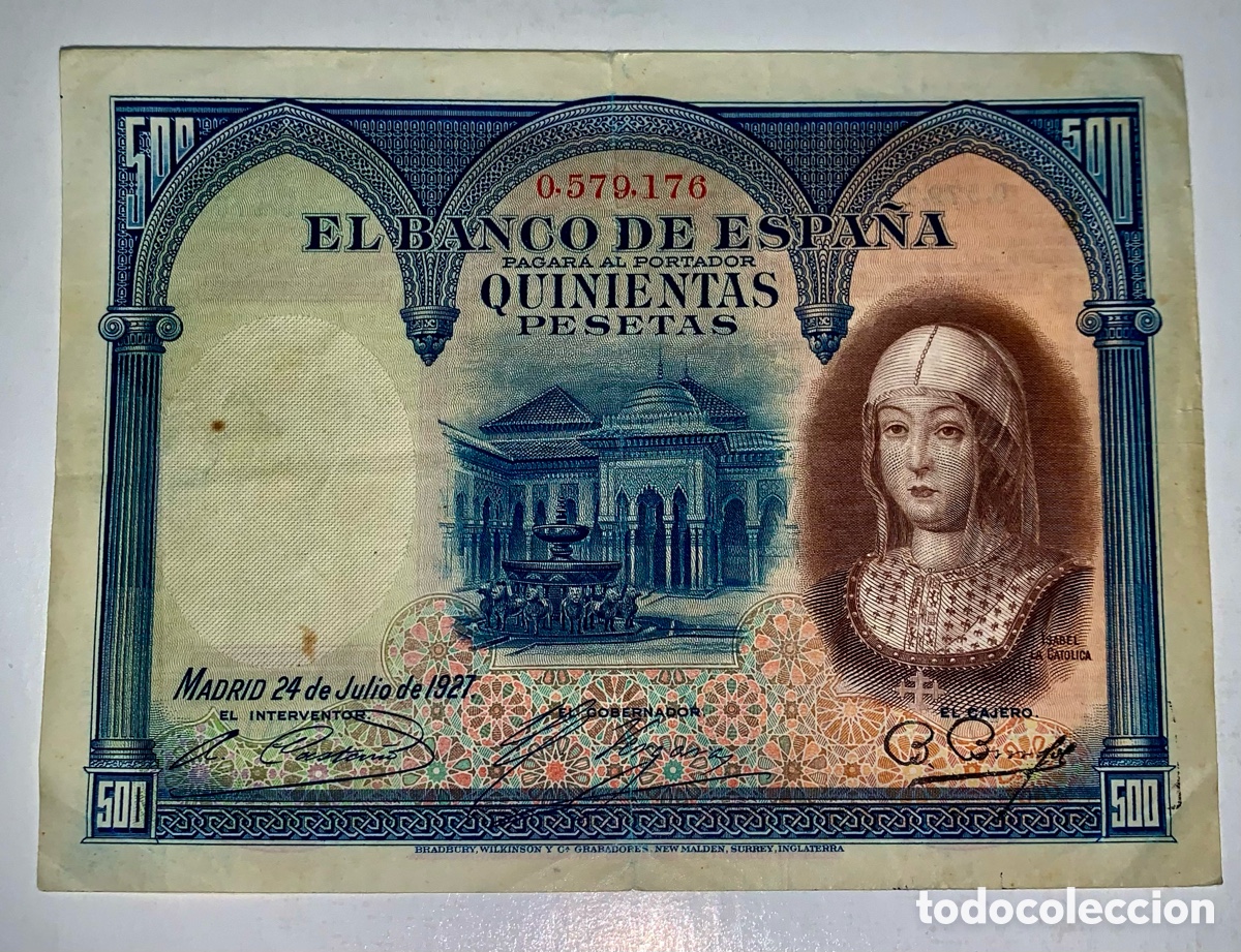 Billetes espa&ntilde;oles: Billete 500 Ptas Espa&ntilde;a 1927. 0.579... MBC