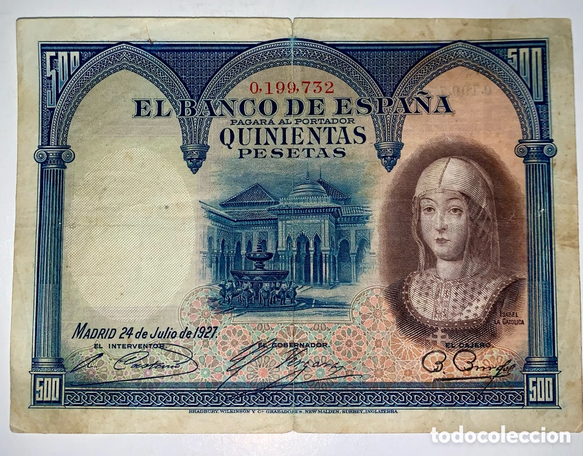 Billetes espa&ntilde;oles: Billete 500 Ptas Espa&ntilde;a 1927. 0.199... BC+