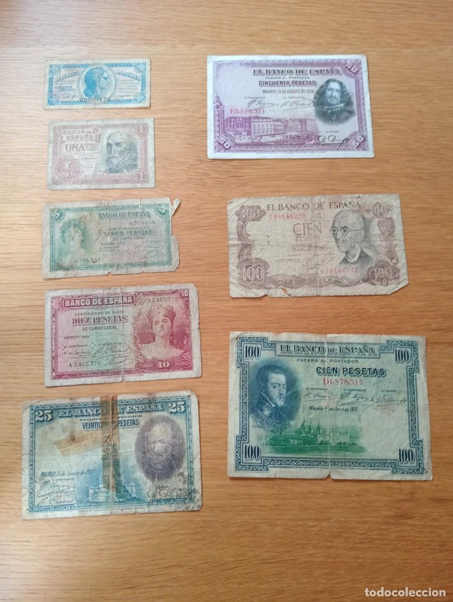Billets espagnols: LOTE CON 8 BILLETES DE ESPA&Ntilde;A. DIFERENTES VALORES Y A&Ntilde;OS. CIRCULADOS. VER FOTOS.