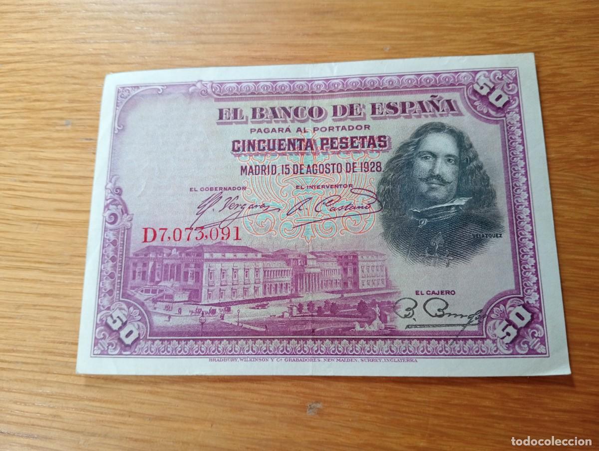 Billets espagnols: BILLETE DE ESPA&Ntilde;A. 50 PESETAS. N.&ordm; DE SERIE: D7,073,091. A&Ntilde;O 1928. PICK: 75b. CIRCULADO. VER FOTOS.
