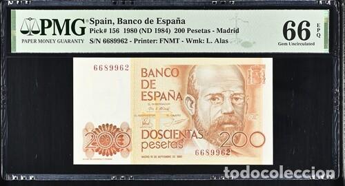 Billetes espa&ntilde;oles: ESPA&Ntilde;A * BILLETE 200 PESETAS 1980 SIN SERIE * PMG-66 EPQ (IC-1588)