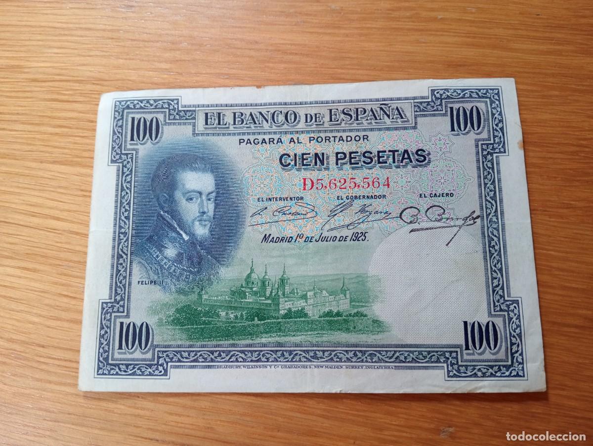 Billets espagnols: BILLETE DE ESPA&Ntilde;A. 100 PESETAS. N.&ordm; DE SERIE: D5,625,564. A&Ntilde;O 1925. PICK: 69c. CIRCULADO. VER FOTOS.