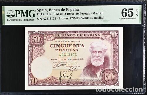 Billetes espa&ntilde;oles: ESPA&Ntilde;A * BILLETE 50 PESETAS 1951 * PMG-65 EPQ (IC-1603)