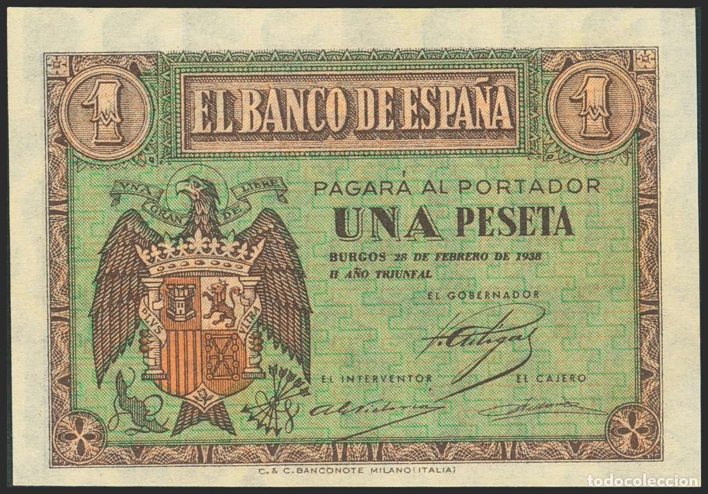 Billetes espa&ntilde;oles: 1 PESETA FEBRERO 1938 SERIE D S/C