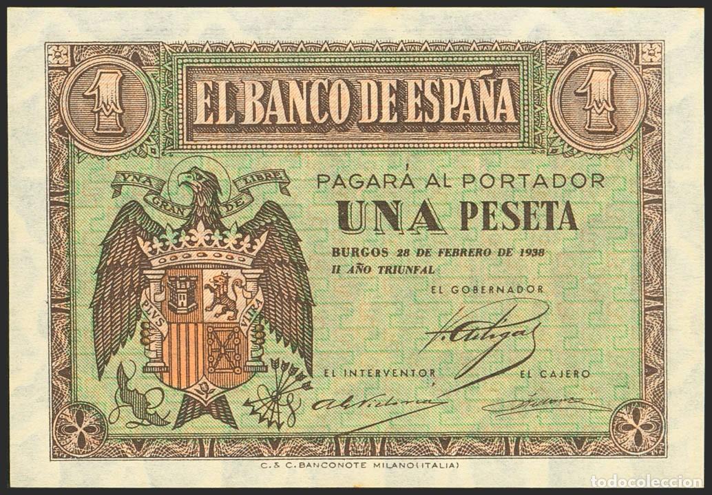 Billetes espa&ntilde;oles: 1 PESETA FEBRERO 1938 SERIE E S/C