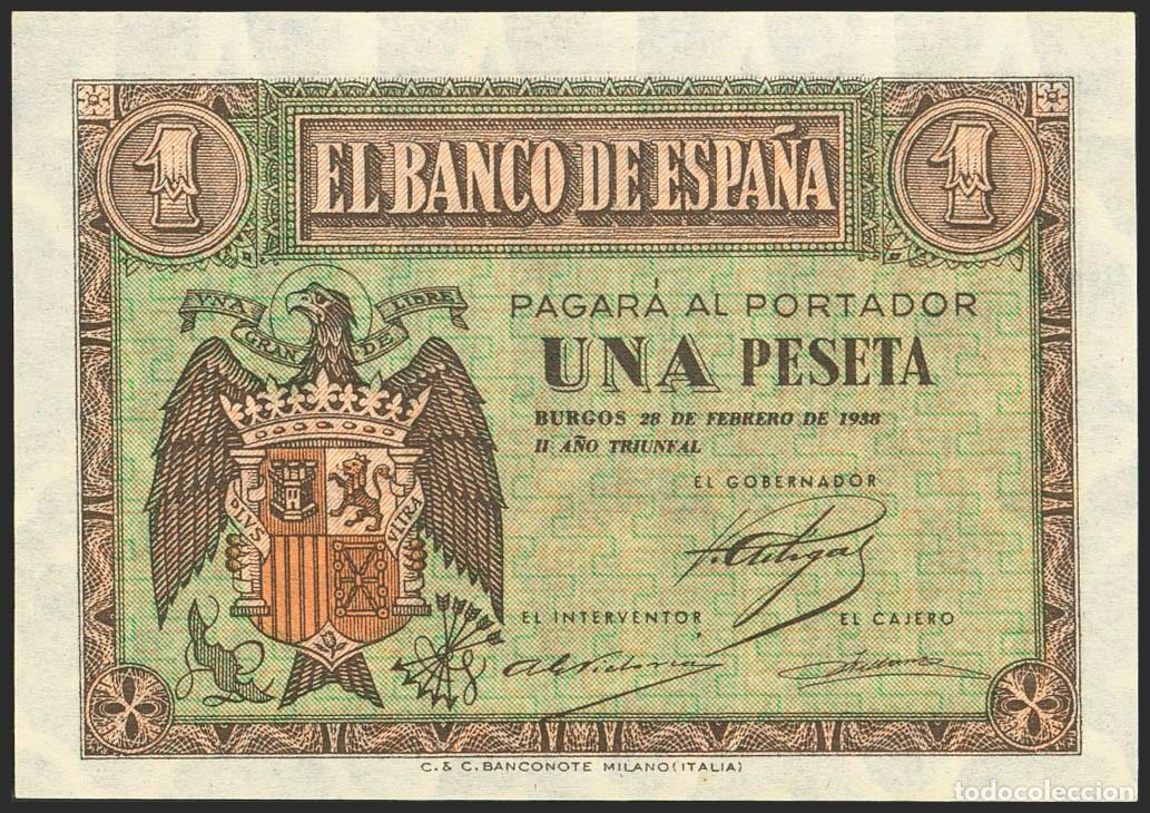 Billetes espa&ntilde;oles: 1 PESETA FEBRERO 1938 SERIE F S/C