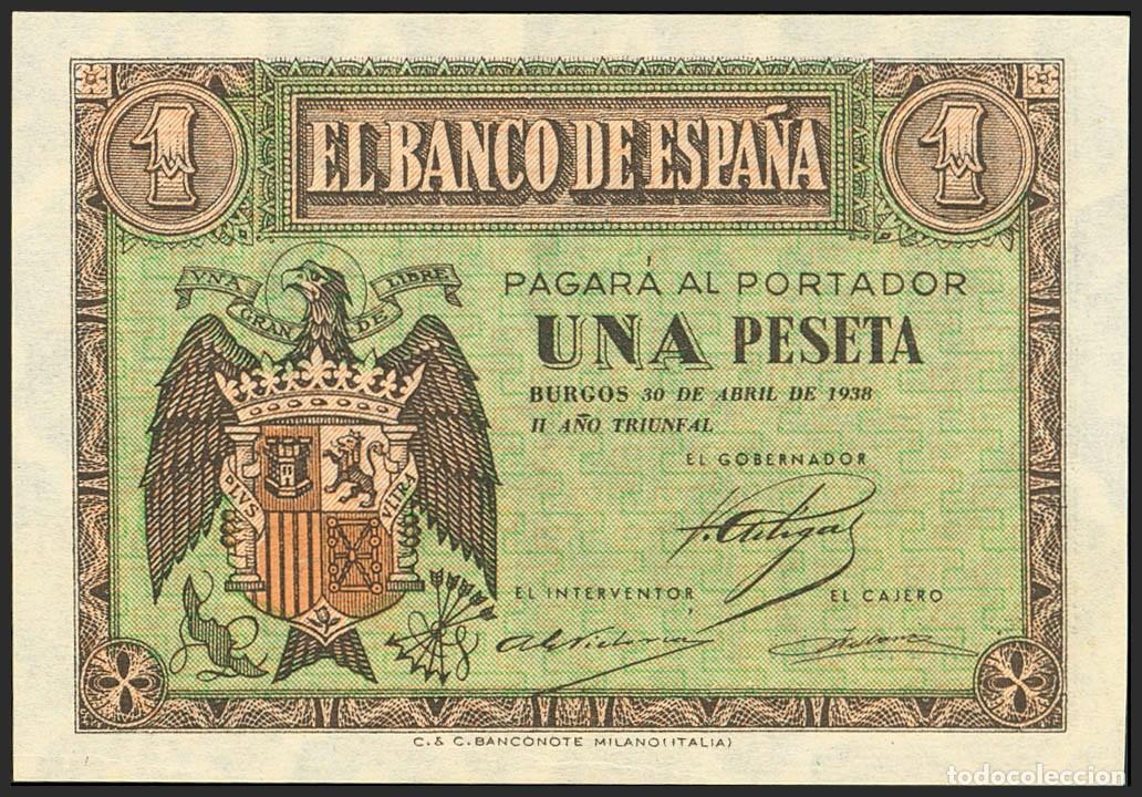 Billetes espa&ntilde;oles: 1 PESETA ABRIL 1938 SERIE F S/C