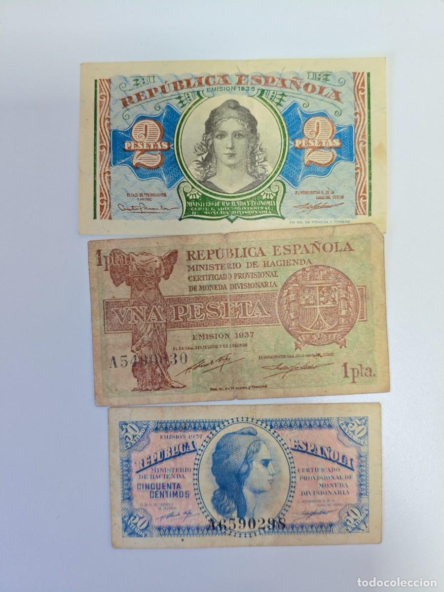 Billetes espa&ntilde;oles: 3 BILLETES REPUBLICA ESPA&Ntilde;OLA