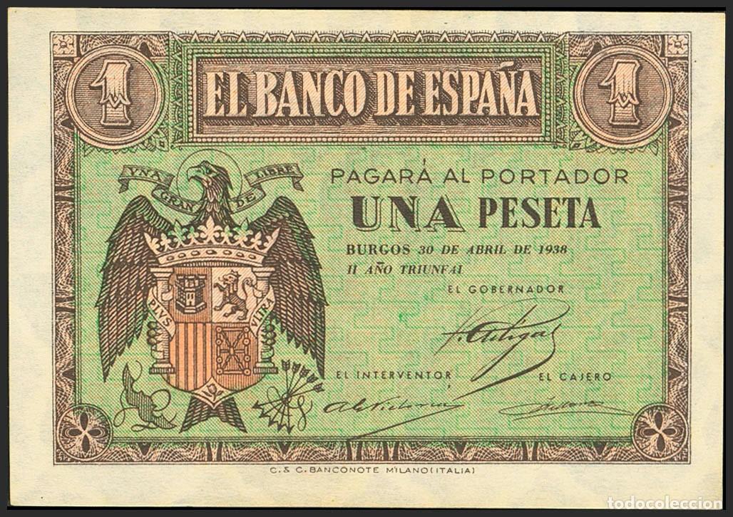 Billetes espa&ntilde;oles: 1 PESETA ABRIL 1938 SERIE C S/C