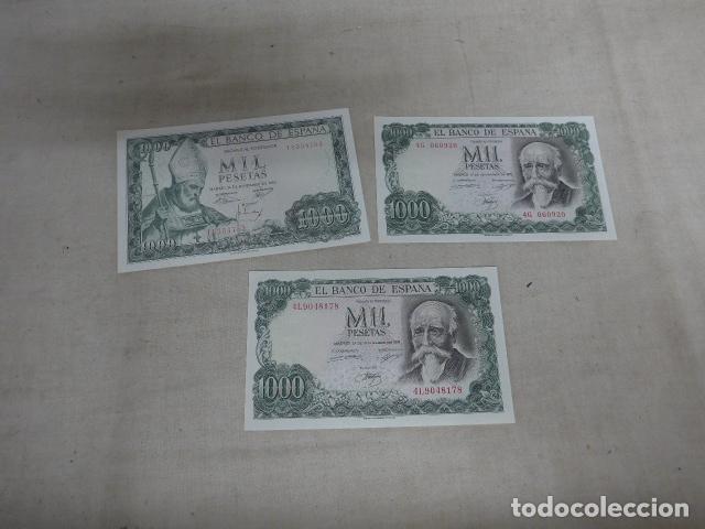 Billetes espa&ntilde;oles: Lote de 3 antiguos billetes espa&ntilde;oles de 1000 pesetas de 1965 a 1971 en muy buen estado, pts