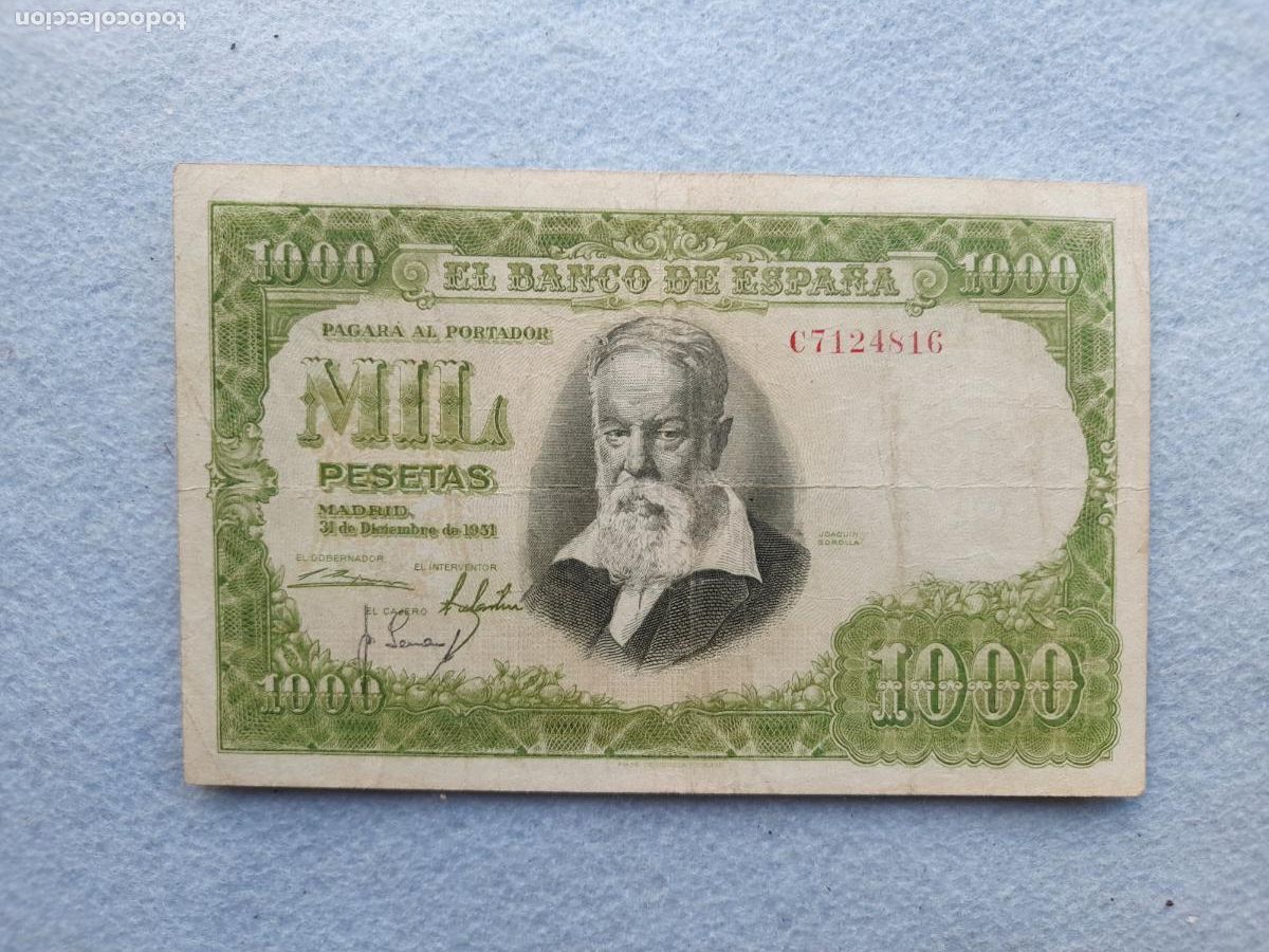 Notas espanholas: Estado Espa&ntilde;ol. 1000 Pesetas. 31 de Diciembre de 1951.