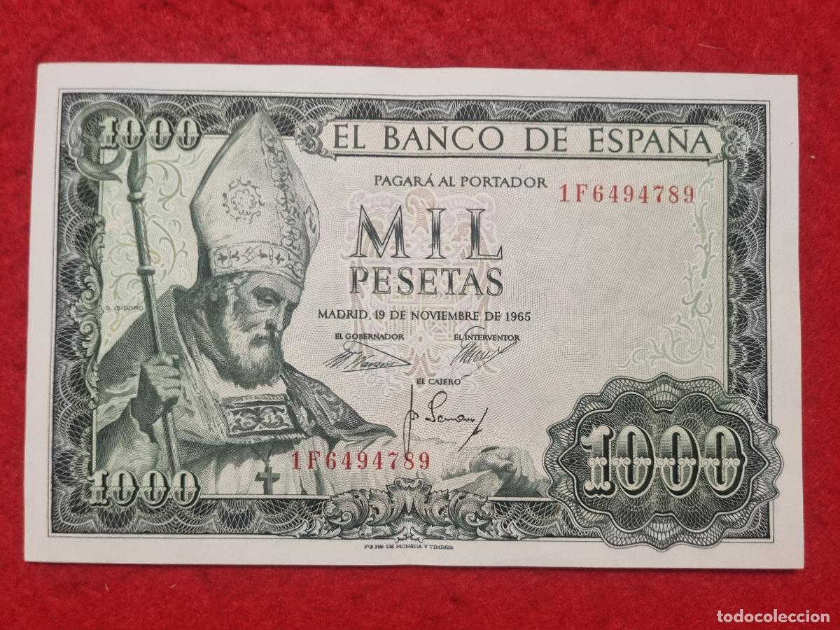 Billetes espa&ntilde;oles: BILLETE 1000 PESETAS 1965 EBC SERIE 1F ORIGINAL T789
