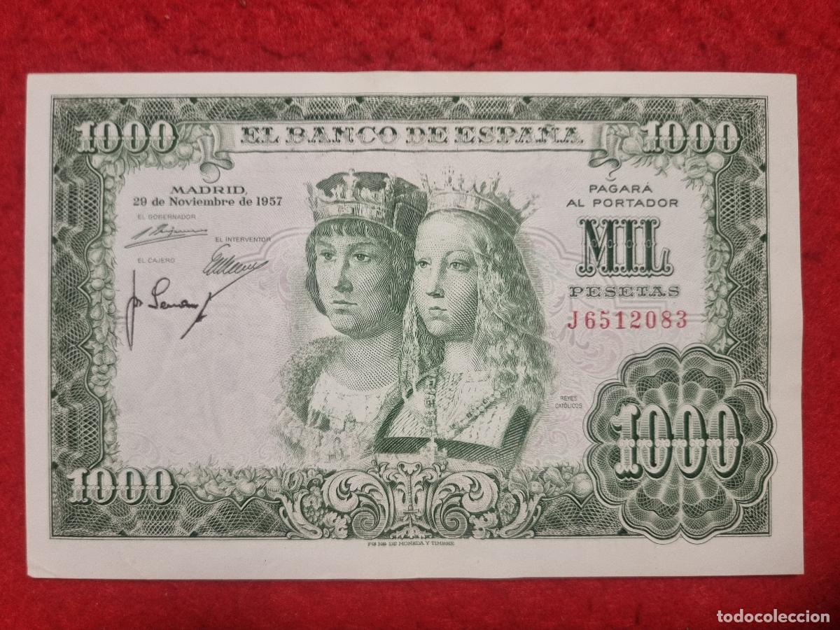 Billetes espa&ntilde;oles: BILLETE 1000 PESETAS 1957 EBC- SERIE J ORIGINAL T083