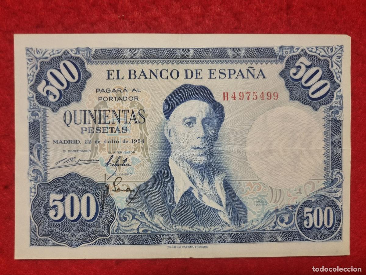 Billetes espa&ntilde;oles: BILLETE 500 PESETAS 1954 MBC SERIE H ORIGINAL T499