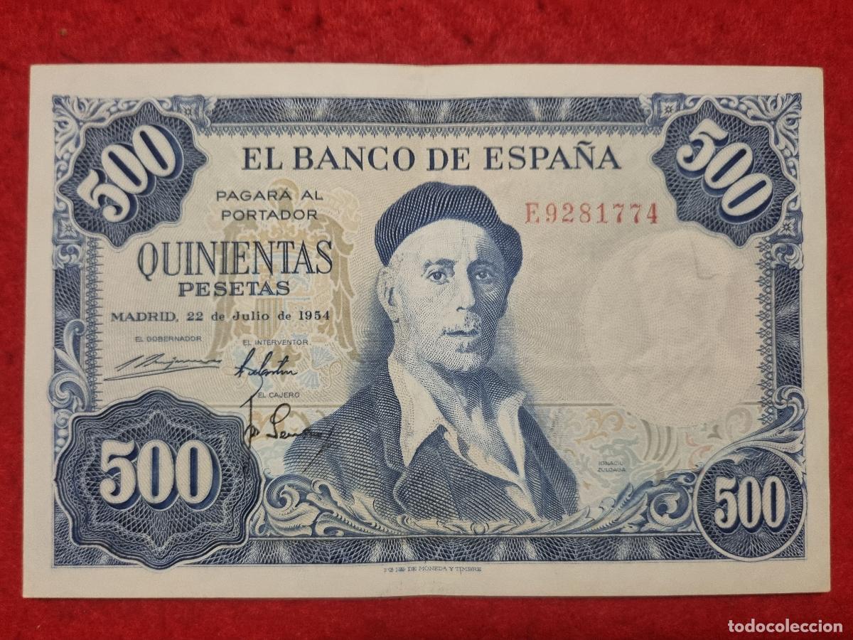 Billetes espa&ntilde;oles: BILLETE 500 PESETAS 1954 MBC SERIE E ORIGINAL T744