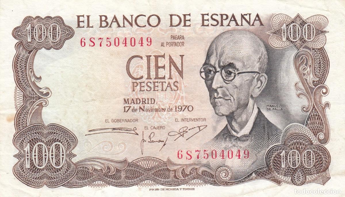 Spanish Banknotes: Estado Espa&ntilde;ol (Banco De Espa&ntilde;a) - 100 Ptas. Madrid. Serie 6 S 7504049 - Emisi&oacute;n 17-11-1970. EBC-