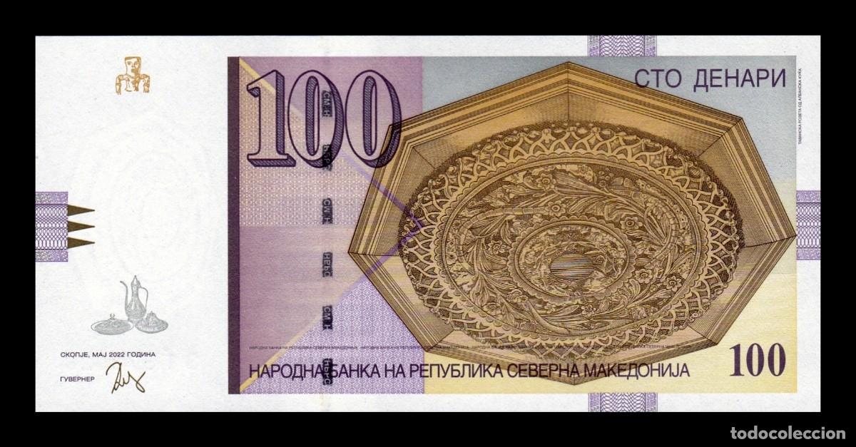 Billetes espa&ntilde;oles: Macedonia 100 Denari 2022 Pick 29 Sc Unc