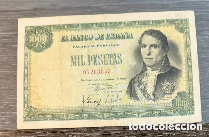 Billetes espa&ntilde;oles: Spain Espa&ntilde;a 1000 pesetas 1949 escaso