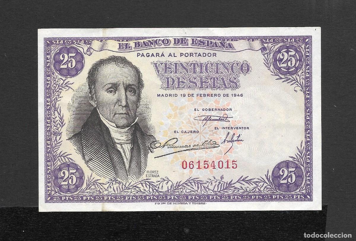 Billetes espa&ntilde;oles: 25 PESETAS 1946 SIN SERIE MBC