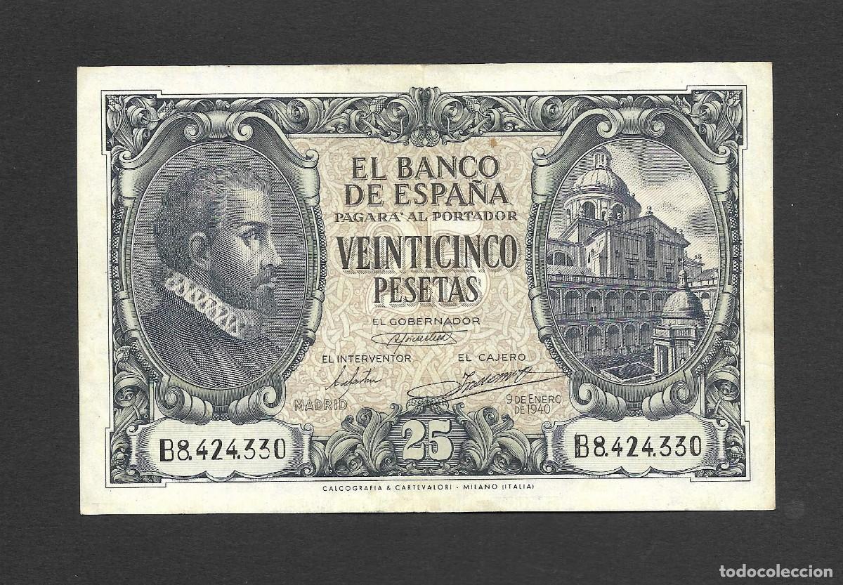Billetes espa&ntilde;oles: 25 PESETAS 1940 SERIE B MBC/MBC+