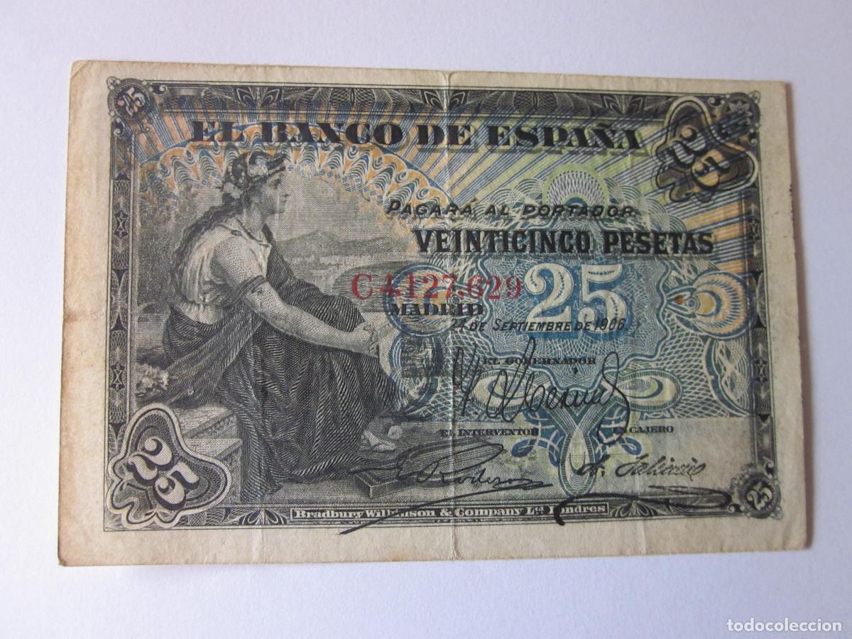 Billetes espa&ntilde;oles: Veinticinco Pesetas de 1906. Alfonso XIII.
