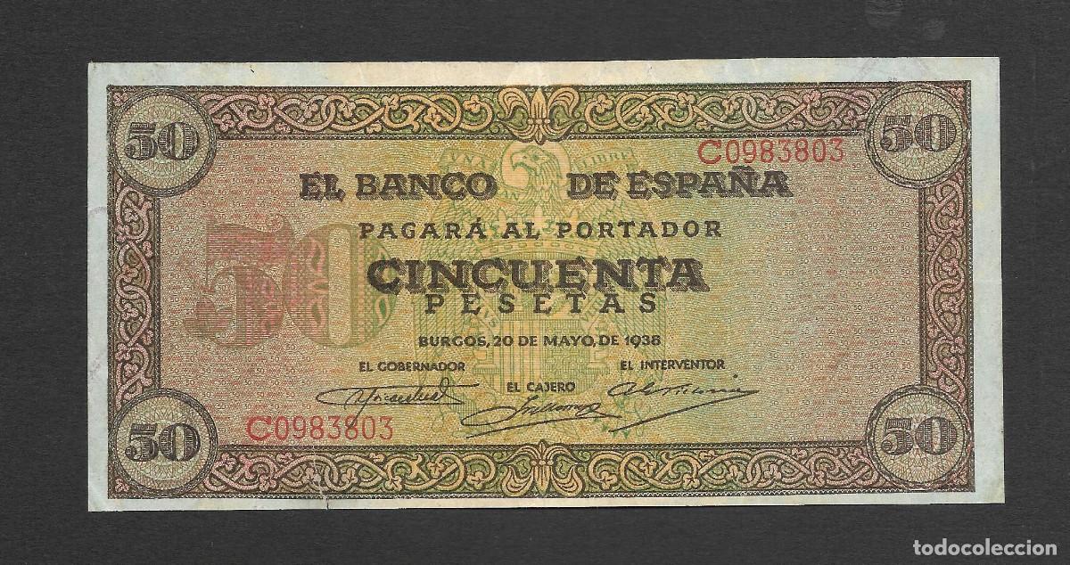 Billetes espa&ntilde;oles: 50 PESETAS 1938 SERIE C MBC+